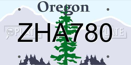 ZHA780 Oregon License Plate