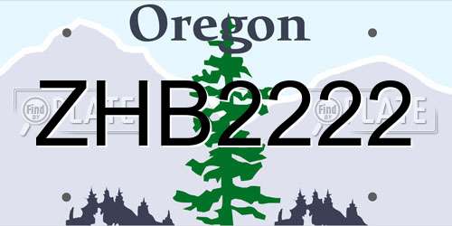 ZHB2222 Oregon License Plate