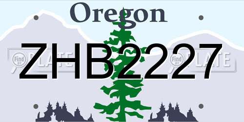 ZHB2227 Oregon License Plate