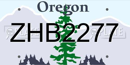 ZHB2277 Oregon License Plate
