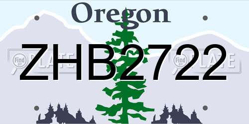 ZHB2722 Oregon License Plate