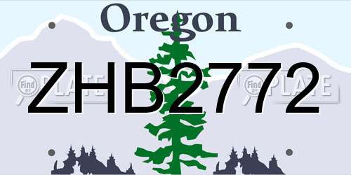 ZHB2772 Oregon License Plate