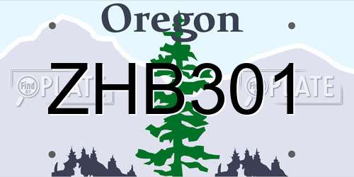 ZHB301 Oregon License Plate