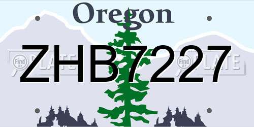 ZHB7227 Oregon License Plate