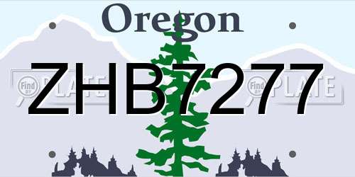 ZHB7277 Oregon License Plate