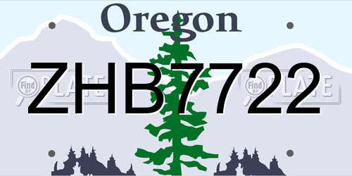 ZHB7722 Oregon License Plate