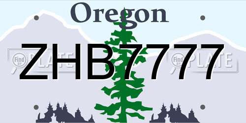 ZHB7777 Oregon License Plate