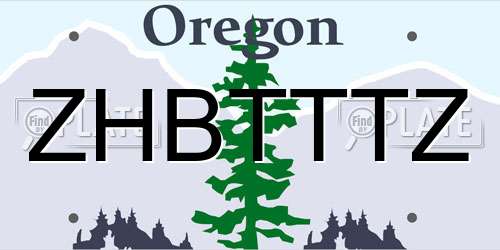 ZHBTTTZ Oregon License Plate