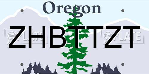 ZHBTTZT Oregon License Plate