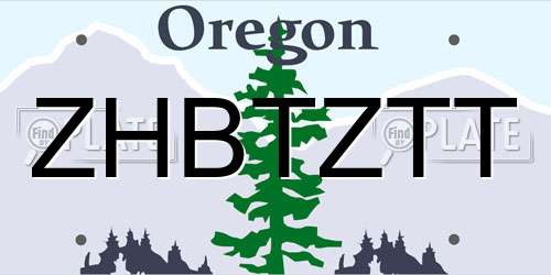 ZHBTZTT Oregon License Plate
