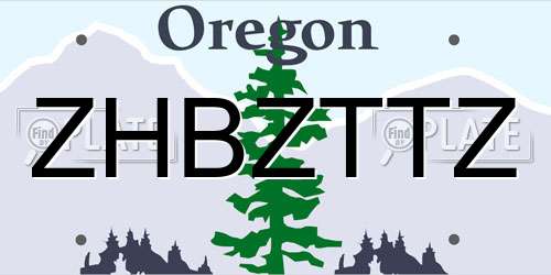ZHBZTTZ Oregon License Plate