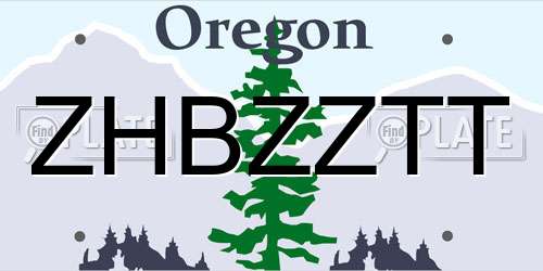 ZHBZZTT Oregon License Plate