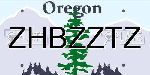 ZHBZZTZ Oregon License Plate