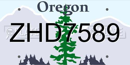 ZHD7589 Oregon License Plate