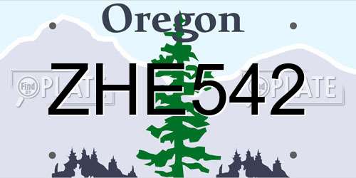 ZHE542 Oregon License Plate