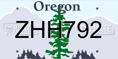 ZHH792 Oregon License Plate