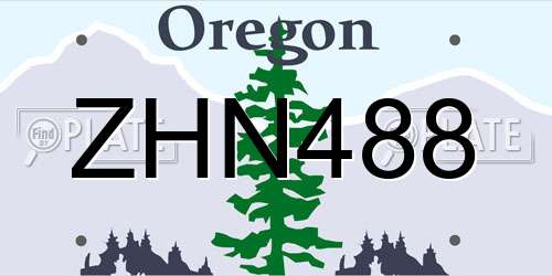 ZHN488 Oregon License Plate