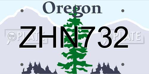 ZHN732 Oregon License Plate