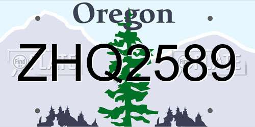 ZHQ2589 Oregon License Plate