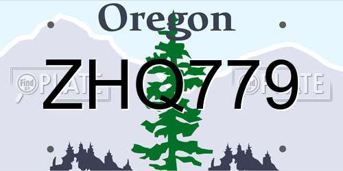 ZHQ779 Oregon License Plate
