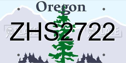 ZHS2722 Oregon License Plate