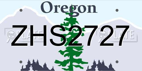 ZHS2727 Oregon License Plate