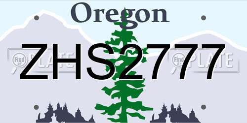 ZHS2777 Oregon License Plate