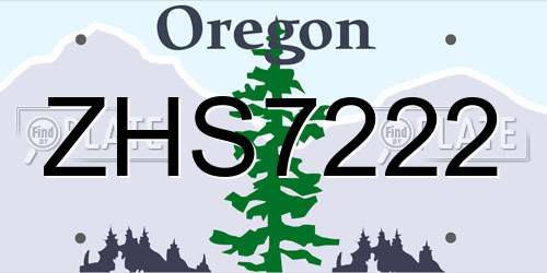 ZHS7222 Oregon License Plate