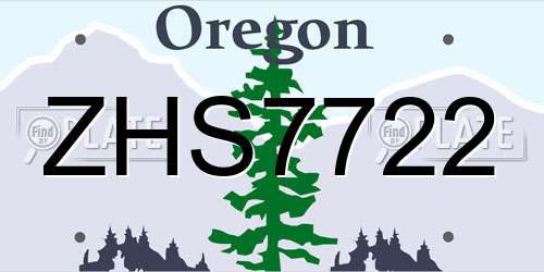 ZHS7722 Oregon License Plate