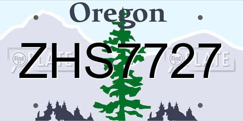 ZHS7727 Oregon License Plate