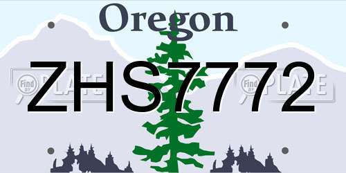 ZHS7772 Oregon License Plate