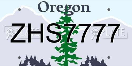 ZHS7777 Oregon License Plate