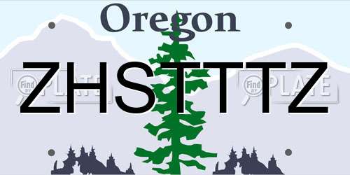 ZHSTTTZ Oregon License Plate