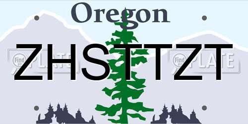 ZHSTTZT Oregon License Plate