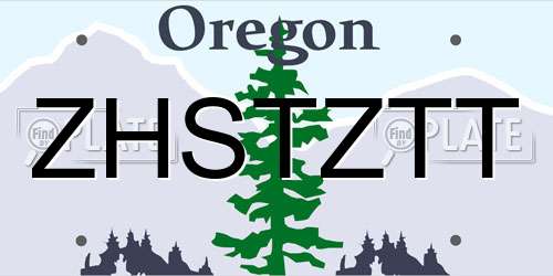 ZHSTZTT Oregon License Plate