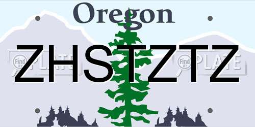 ZHSTZTZ Oregon License Plate