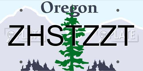 ZHSTZZT Oregon License Plate