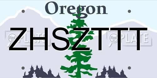 ZHSZTTT Oregon License Plate