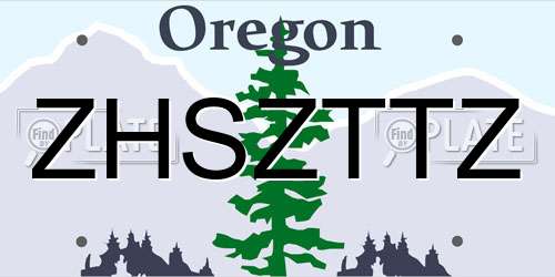 ZHSZTTZ Oregon License Plate