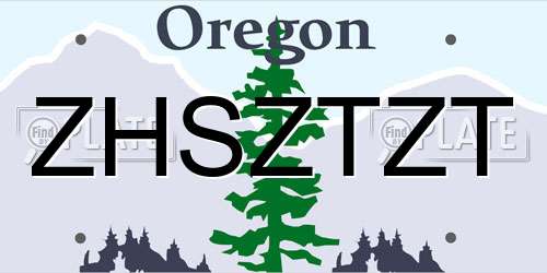 ZHSZTZT Oregon License Plate