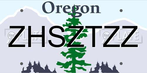 ZHSZTZZ Oregon License Plate