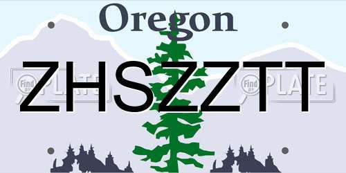 ZHSZZTT Oregon License Plate