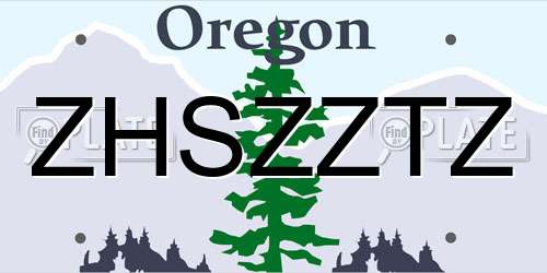 ZHSZZTZ Oregon License Plate