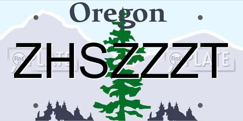 ZHSZZZT Oregon License Plate