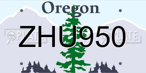 ZHU950 Oregon License Plate