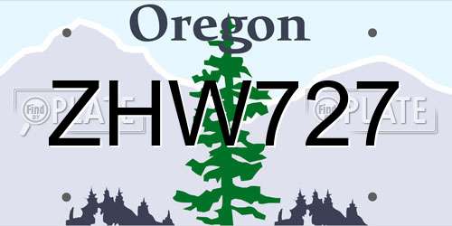 ZHW727 Oregon License Plate