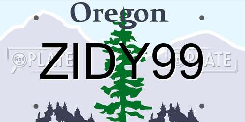ZIDY99 Oregon License Plate