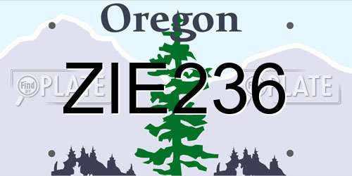 ZIE236 Oregon License Plate