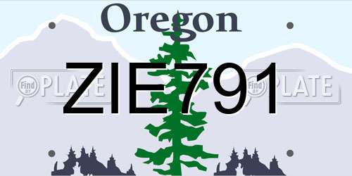 ZIE791 Oregon License Plate