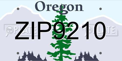 ZIP9210 Oregon License Plate